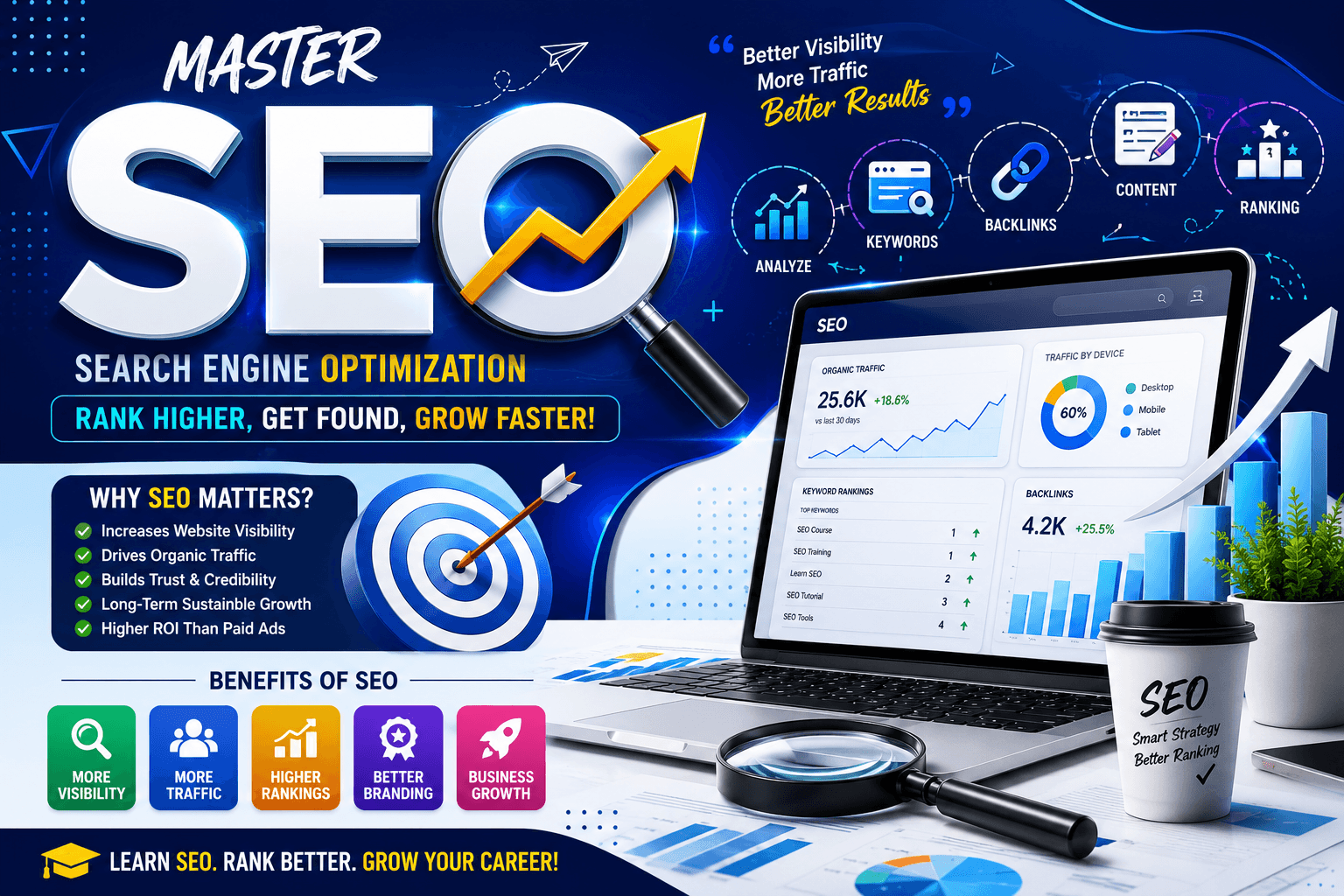 Trainer explaining SEO analytics dashboard to students in a modern classroom during an SEO course