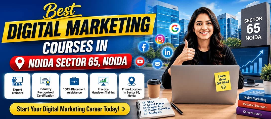 Best digital marketing courses in Noida Sector 65, students learning AI Digital Marketing, SEO, Performance Marketing and Social Media Marketing at Course Unbox