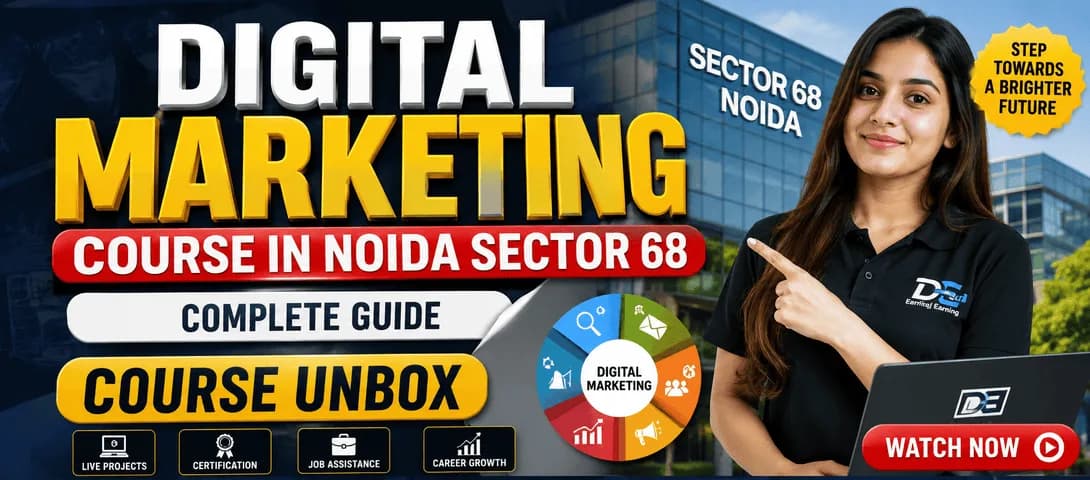 Digital marketing course in Noida Sector 68 students learning SEO, AI marketing and social media marketing at Course Unbox