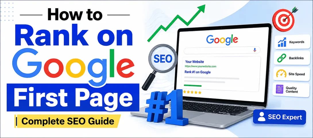 Step by step guide showing how to rank website on Google first page with SEO strategy