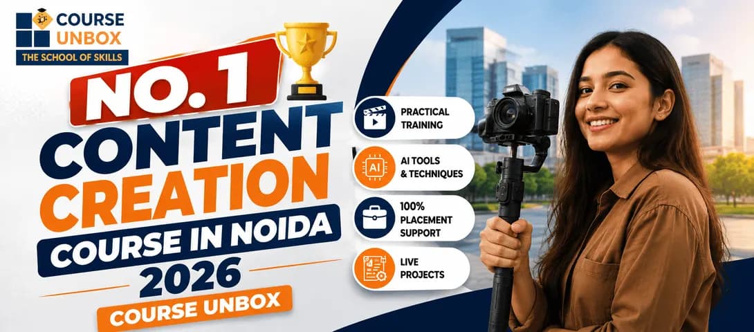 Students learning content creation skills in a Noida training institute classroom