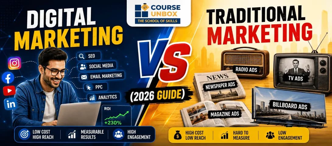 Digital marketing vs traditional marketing comparison — channels, cost, reach and measurability