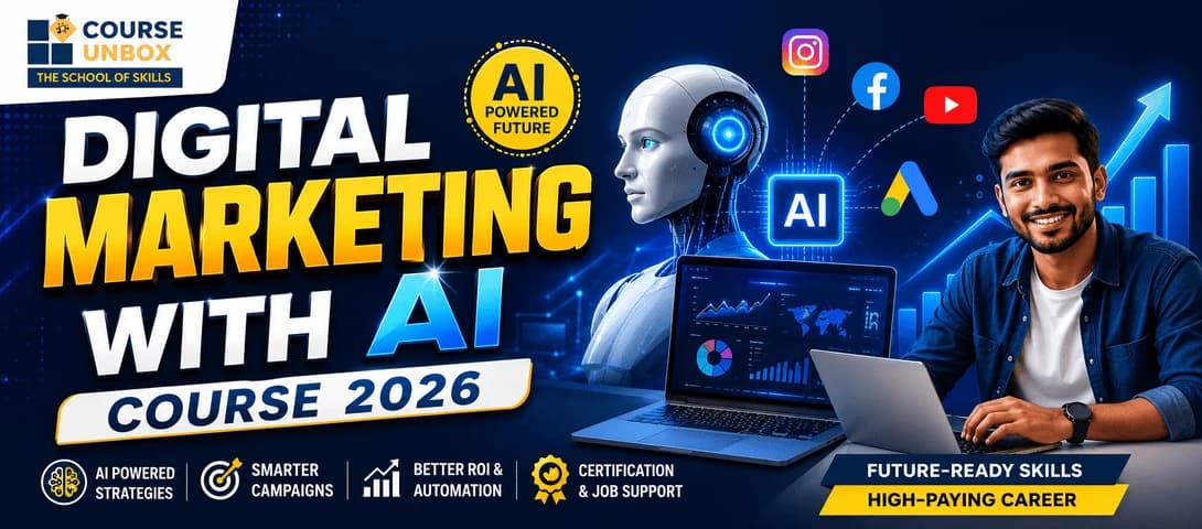 Student comparing the best digital marketing with AI courses for 2026 on CourseUnbox
