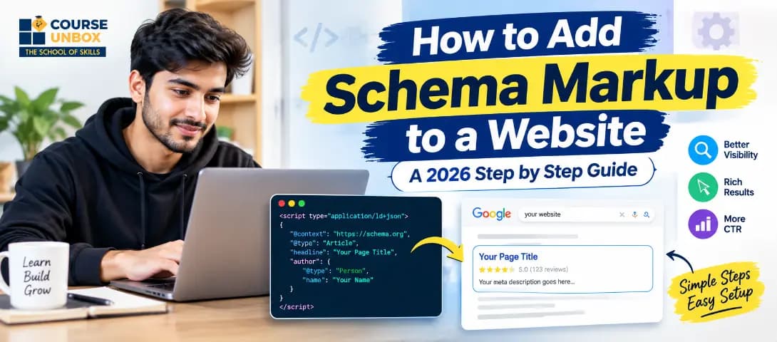 Diagram of how to add schema markup to a website with a JSON-LD script in the page head