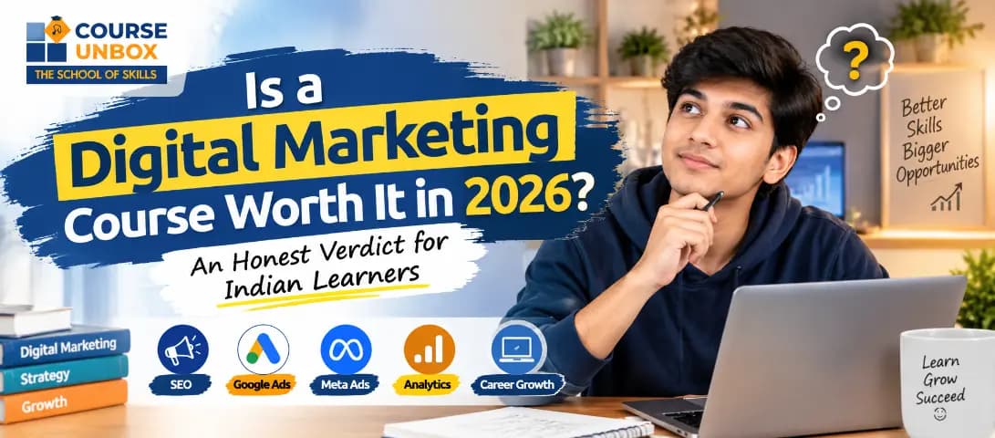 Student weighing whether a digital marketing course is worth it, comparing course fee against expected starting salary in India
