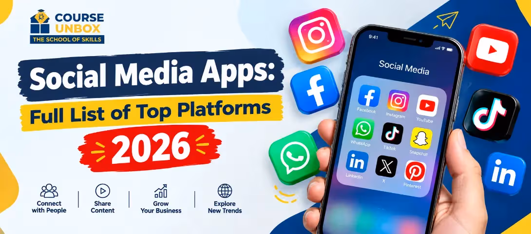 Icons of popular social media apps including Facebook, Instagram, YouTube, TikTok and WhatsApp in 2026