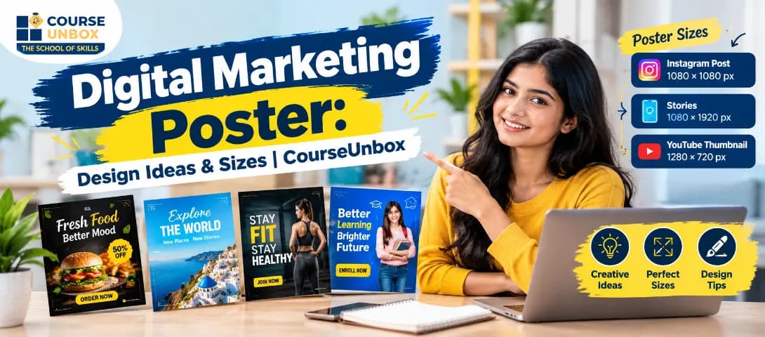 Digital marketing poster design example showing headline, offer and call to action