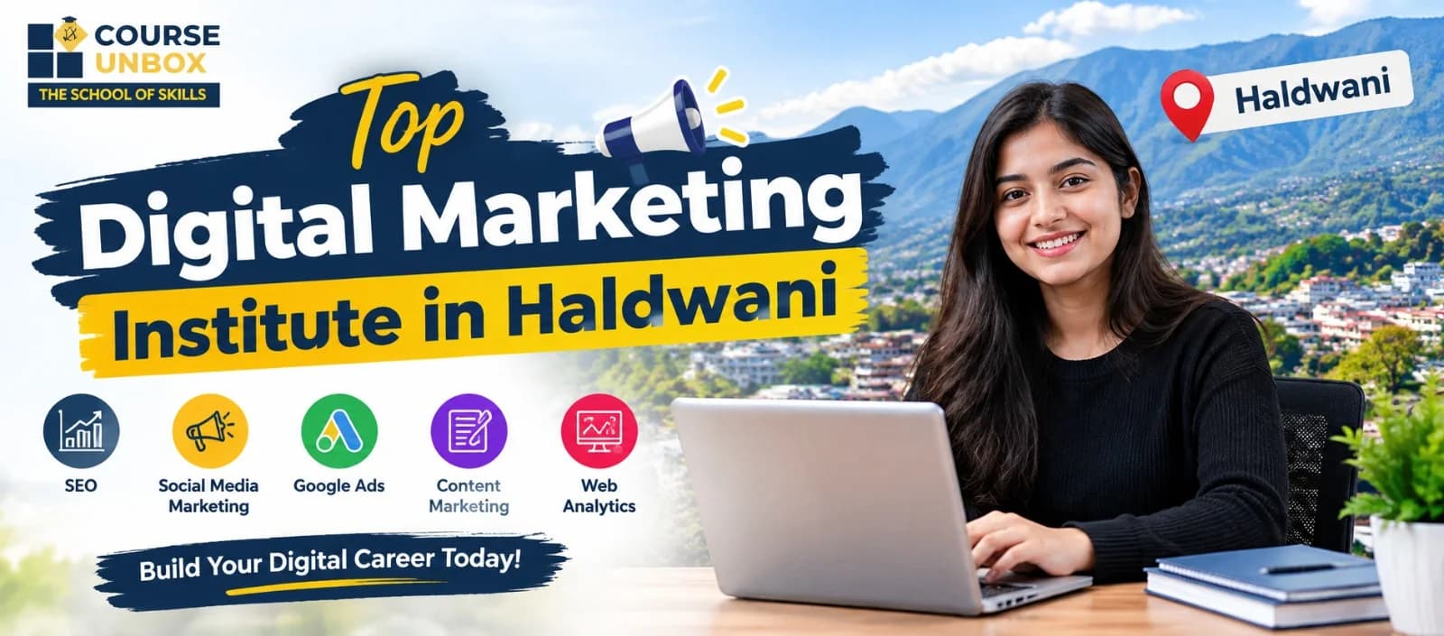 Student in Haldwani attending a live online digital marketing class